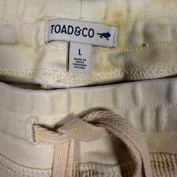 Toad&Co Women's Organic Wide Leg Cropped Yellow Tie Dyed Waffle Pants - Large - Picture 8 of 8